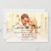 Elegante zwarte script overlay trouwfoto save the date (Voorkant)