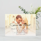 Elegante zwarte script overlay trouwfoto save the date (Staand voorkant)