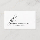 Elegante zwarte script QR-code monogram make-up Visitekaartje (Voorkant)