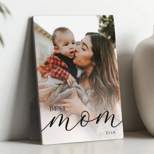 Elegante Zwarte Script Simpele Beste Moeder Ooit F Fotoplaat