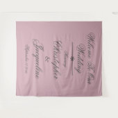 Elegante Zwarte Script Stof Roze Trouwfeest Wandkleed (Voorkant (horizontaal))