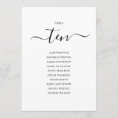 Elegante Zwarte Script Tafel Nummer 10 Stoeleninde Kaart (Voorkant)