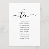 Elegante Zwarte Script Tafel Nummer 10 Stoelenplat Kaart (Achterkant)