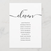 Elegante Zwarte Script Tafel Nummer 11 Zitplaatska Kaart (Voorkant)
