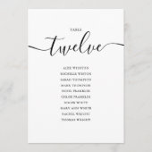 Elegante Zwarte Script Tafel Nummer 12 Zitplaatska Kaart (Voorkant)