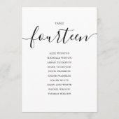 Elegante Zwarte Script Tafel Nummer 14 Zitplaatska Kaart (Achterkant)