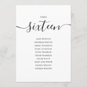 Elegante Zwarte Script Tafel Nummer 16 Zitplaatska Kaart (Achterkant)