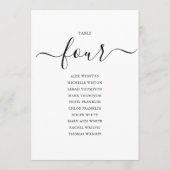 Elegante Zwarte Script Tafel Nummer 4 Zitplaatsenk Kaart (Achterkant)
