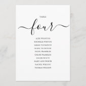 Elegante Zwarte Script Tafel Nummer 4 Zitplaatsenk Kaart (Voorkant)