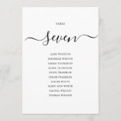 Elegante Zwarte Script Tafel Nummer Zitplaatskaart Kaart (Voorkant)