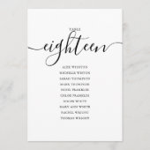 Elegante Zwarte Script Tafelnummer 18 Stoelenplatt (Voorkant)