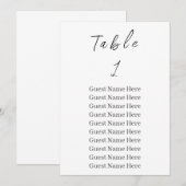 Elegante Zwarte Script Tafelnummer 1 Zitplaatskaar (Voorkant / Achterkant)