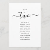 Elegante Zwarte Script Tafelnummer 2 Stoelenkaart (Achterkant)