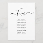 Elegante Zwarte Script Tafelnummer 2 Stoelenkaart (Voorkant)