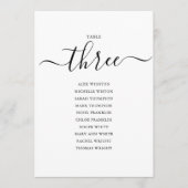 Elegante Zwarte Script Tafelnummer 3 Zitplaatskaar (Voorkant)