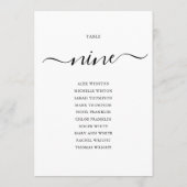 Elegante Zwarte Script Tafelnummer 9 Zitplaatskaar (Achterkant)