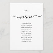Elegante Zwarte Script Tafelnummer 9 Zitplaatskaar (Voorkant)