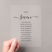 Elegante Zwarte Script Tafelnummer Stoelenkaart (Insitu (Draagbaar))
