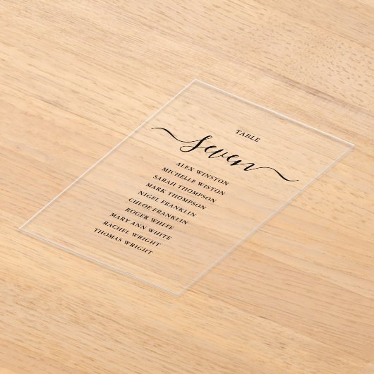 Elegante Zwarte Script Tafelnummer Stoelkaart (Laagn)