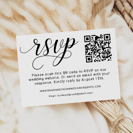 Elegante zwarte script trouw QR-code  RSVP Kaartje