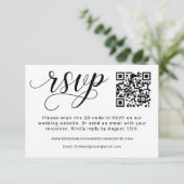 Elegante zwarte script trouw QR-code RSVP Kaartje (Staand voorkant)