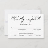 Elegante Zwarte Script Trouw RSVP Kaart (Voorkant)