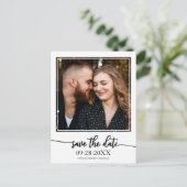 Elegante Zwarte Script Trouw Save The Date Foto Briefkaart (Staand voorkant)
