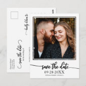 Elegante Zwarte Script Trouw Save The Date Foto Briefkaart (Voorkant / Achterkant)