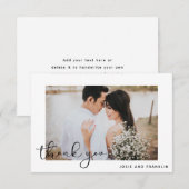 Elegante Zwarte Script Trouwfoto Bedankkaart (Voorkant / Achterkant)