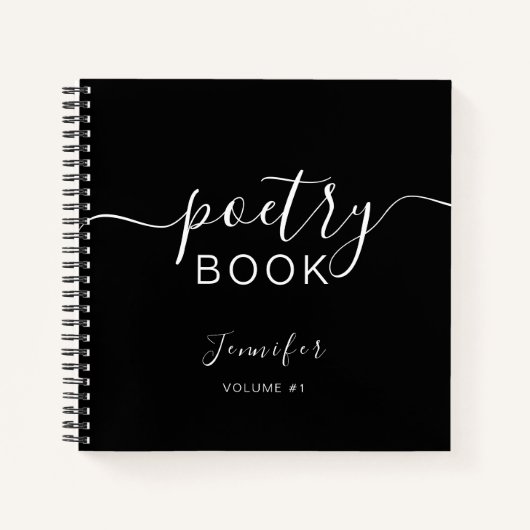 Elegante Zwarte Script Uw Naam Poëzie Notitieboek (Voorkant)