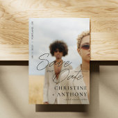 Elegante Zwarte Scriptie Foto Save The Date Kaart