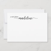 Elegante zwarte scriptnaam notitiekaartje (Voorkant)