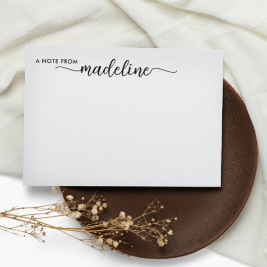 Elegante zwarte scriptnaam notitiekaartje