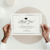 Elegante zwarte Scrit Dank u Afstudeerder Pet Afst Bedankkaart