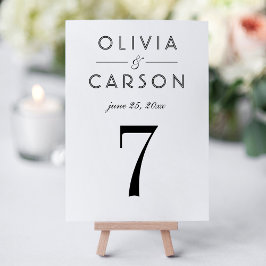 Elegante Zwarte Serif Trouwtafel Nummerkaart Kaart