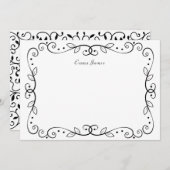 Elegante zwarte sierrand notitiekaartje (Voorkant / Achterkant)