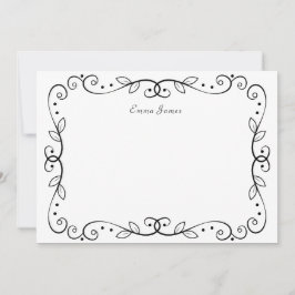 Elegante zwarte  sierrand notitiekaartje