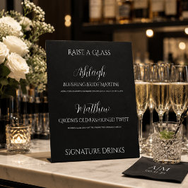 Elegante Zwarte Signature Dranken Bord Reclamebord Met Voetstuk