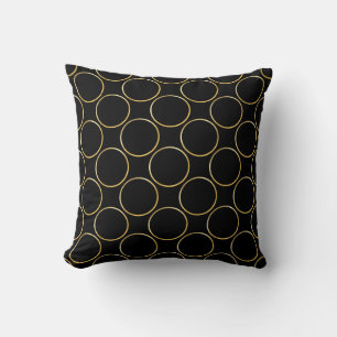 Elegante Zwarte Sjabloon Gouden Cirkels Patroon Mo Kussen