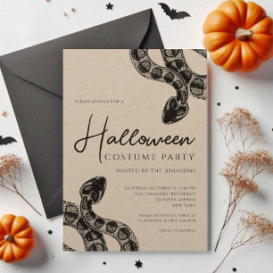 Elegante Zwarte Slangen Kostuumfeest Halloween Kaart
