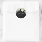 Elegante zwarte sneeuwbes + eucalyptus bruiloft ronde sticker (Tas)