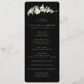 Elegante Zwarte Sneeuwbes+Eucalyptus Steel Bruilof Programmakaart (Voorkant)