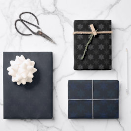 Elegante zwarte sneeuwvlok kerstcadeau inpakpapier vel