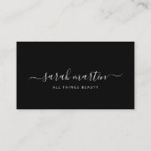 Elegante zwarte social media iconen modern visitekaartje (Achterkant)