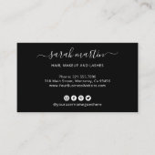 Elegante zwarte social media iconen modern visitekaartje (Voorkant)