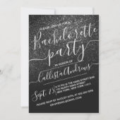 Elegante zwarte Sparkly Glitter Ombre Bachelorette Kaart (Voorkant)