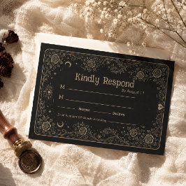 Elegante Zwarte Spooky Tarot Huwelijks RSVP Kaart