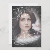 Elegante zwarte sprankelende glitterfoto Quinceañe Kaart (Voorkant)