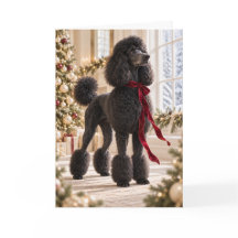 Elegante Zwarte Standaard Poodle Kerstkaart