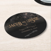 Elegante zwarte steampunk bruiloft ronde kartonnen onderzetter (Gebogen)